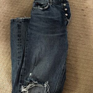 Distressed Blue Denim Jeans